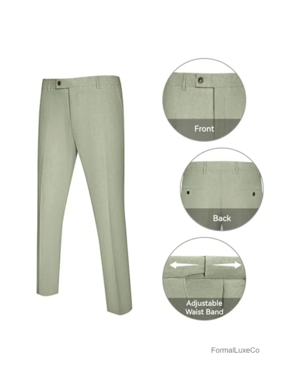 Men's 3 Piece Linen Suit Slim Fit Notch Lapel Blazer Vest Pants Set Wedding